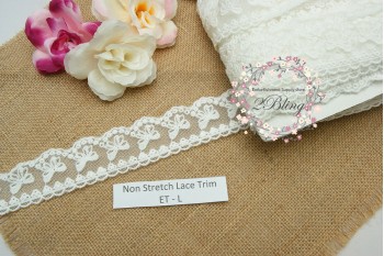 Non Stretch Lace Trim, Embroidery, Soft Gauze (ET.L) - 4.5cm -1m length